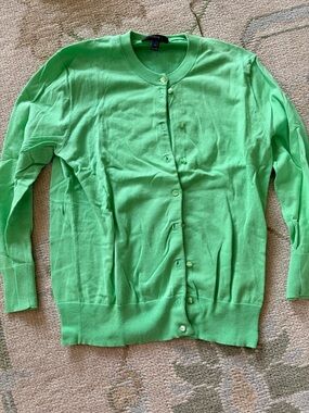 J. Crew Bright Green Crewneck Button Jackie Cardigan